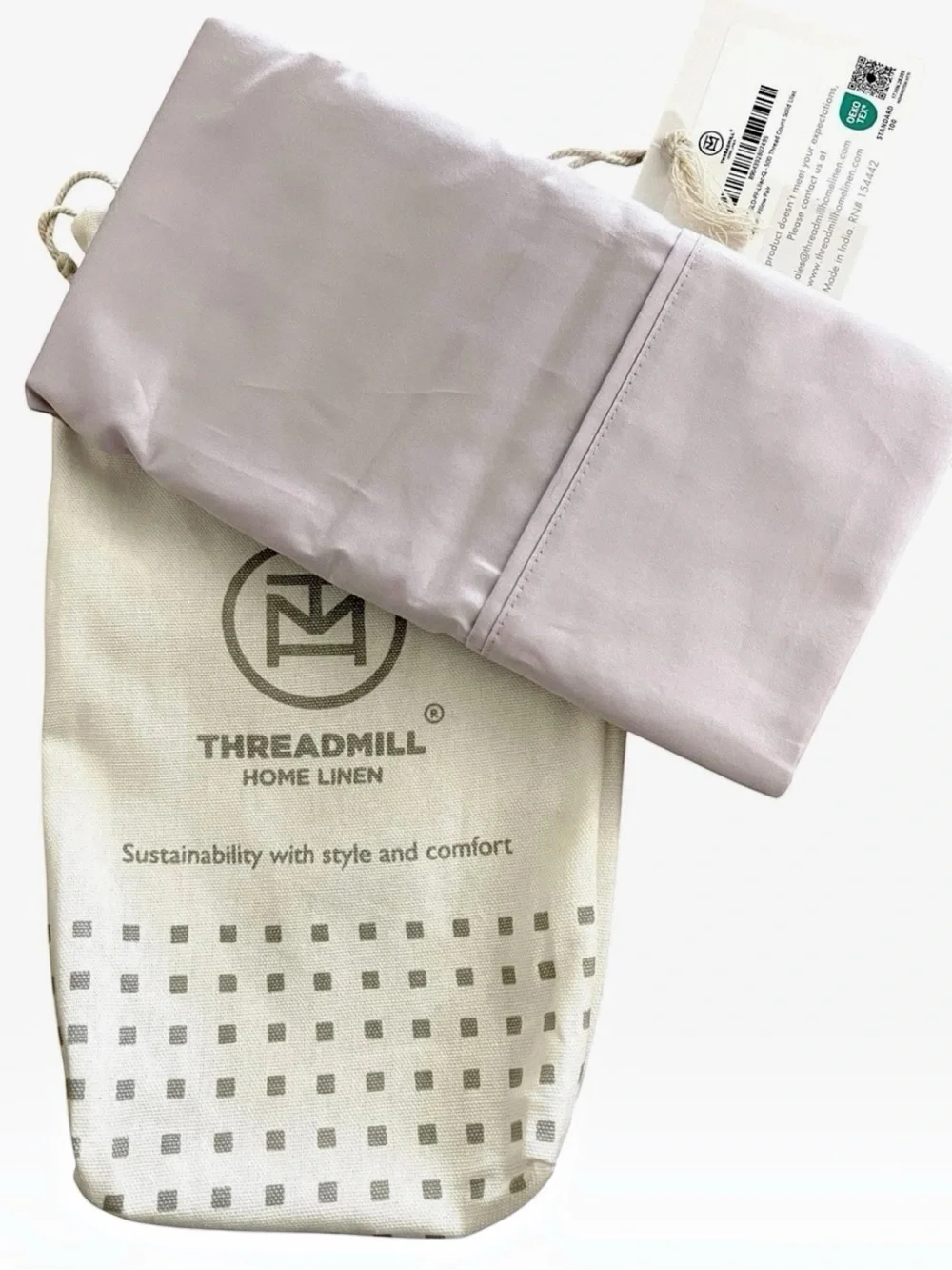 Threadmill 500 Thread 100% Cotton Sateen Weave Pillowcase 2 Standard/Queen Lilac